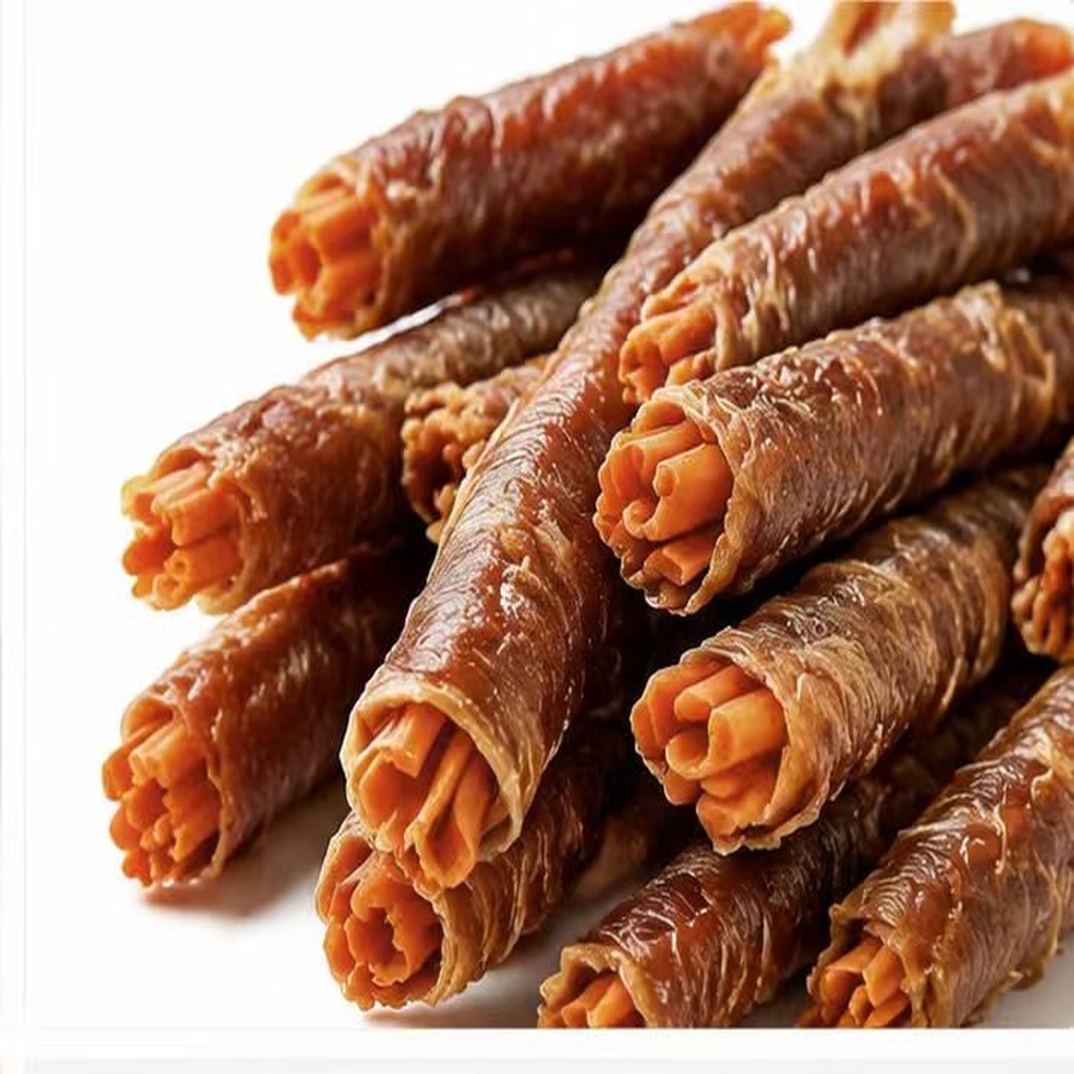 Duck meat wrapped carrot stick texture — view 2