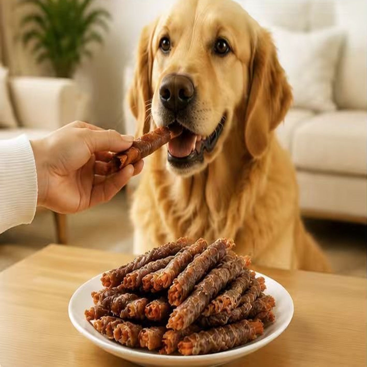 Dog feeding scene — view 3
