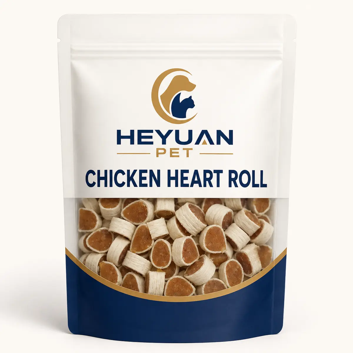 Chicken Heart Roll dog treats in retail packaging, available in 80g, 100g and 500g formats — view 4