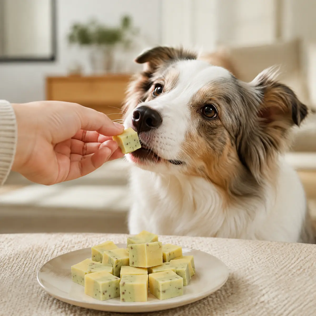 Okra Double Cheese Cubes served from a natural wooden bowl in a home setting — view 3