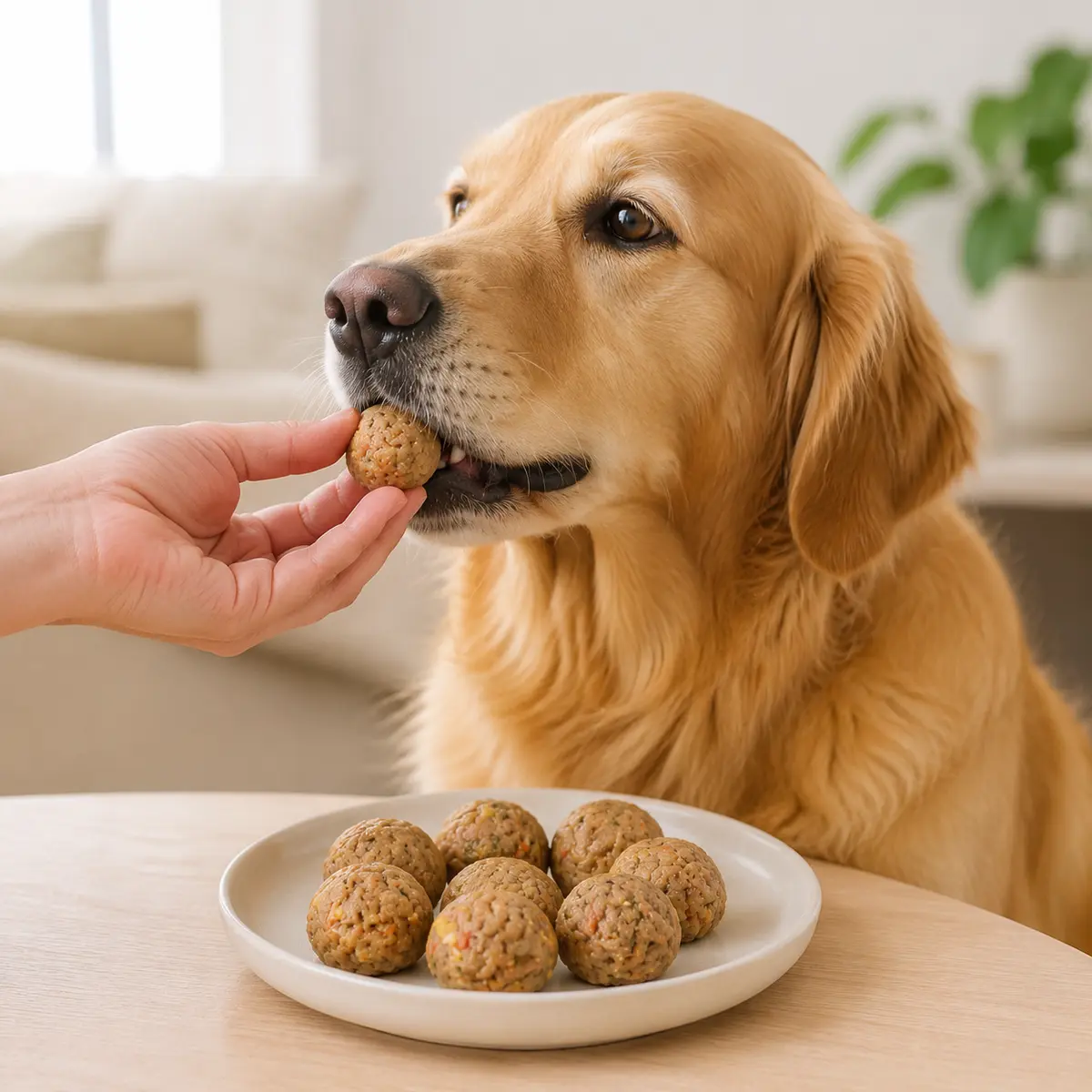 HY-017 Chicken Rawhide Ball — usage scene with dog — view 3
