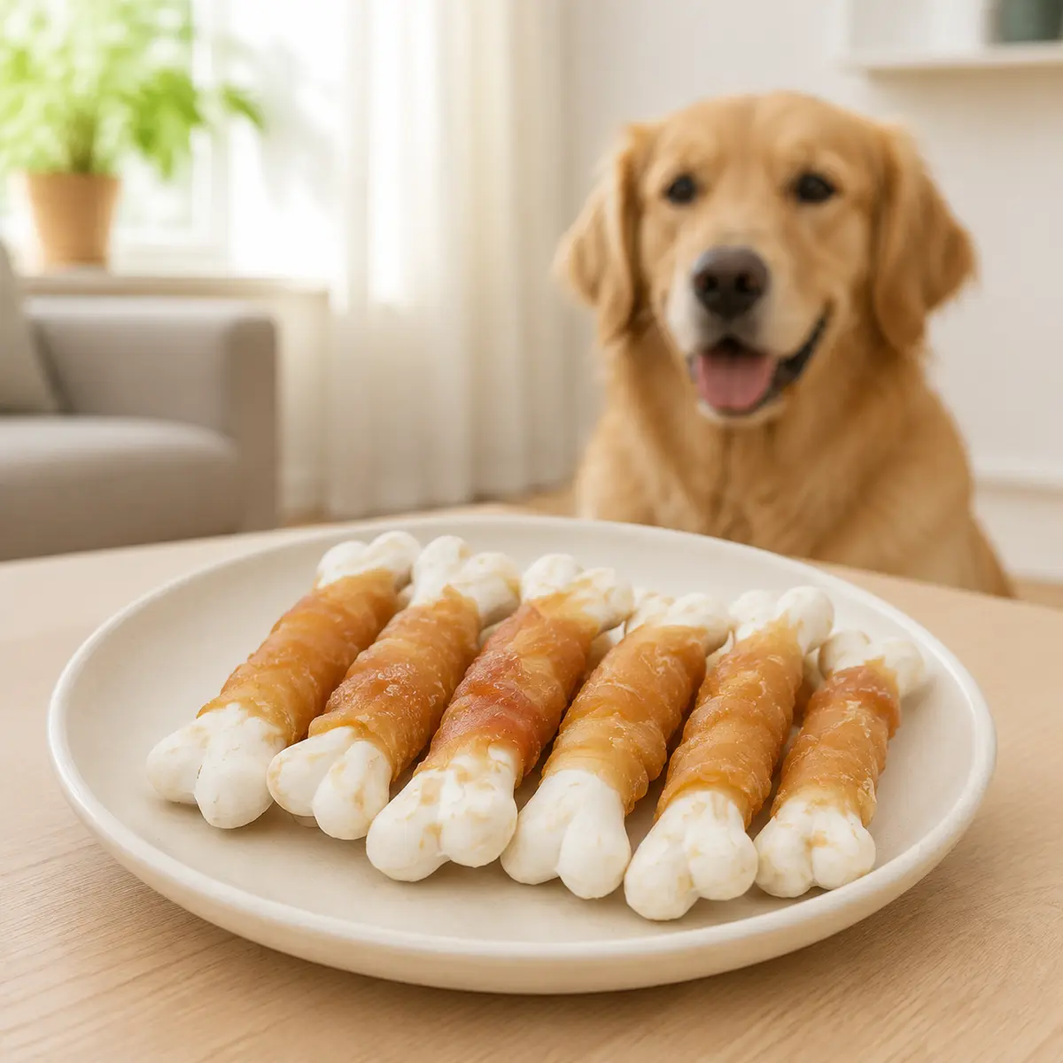 HY-019 Chicken Wrapped Calcium Bone — usage scene with dog — view 3