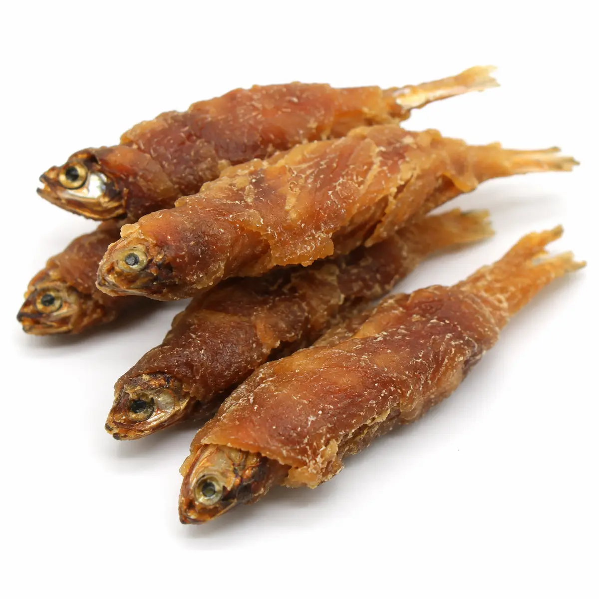 HY-021 Chicken Wrapped Dried Fish — close-up showing the chicken layer wrapped around the dried anchovy — view 2